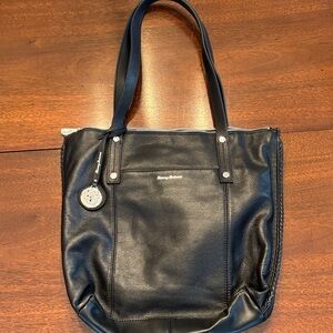 Tommy Bahama Black Leather Lido Key Shoulder Bag
